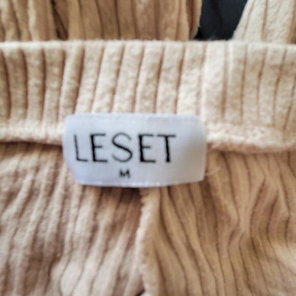 Medium Leset Ribbed Tan Jogger Sweat Pants With Pockets - Picture 4 of 4